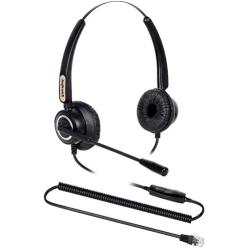 Additional 2 pcs Ear Pads + Adjustable Volume + Mute Switch+Binaural Headset RJ9 Headset with Noise Canceling Microphone ONLY for Cisco 7942 7971 7960 89XX etc Office IP Phones