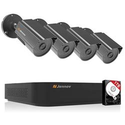 CCTV Security Camera System, Jennov 8CH H.264+ Home Surveillance Security DVR Kit with 1TB HDD, 4PCS 5MP Outdoor Bullet Cameras Waterproof,Audio Recording,Email Alert,24/7 Home Business Monitoring
