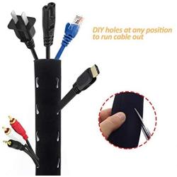 Management Sleeve Wire, GIKPAL 120 inch Cable Cord Organizer Flexible Cable Wrap Wires Hider Protector for Pets TV Computer Office Home Car