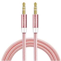 3.5mm Audio Cable, CableCreation 3.5mm Male to Male Auxiliary Stereo Cable Compatible with Car, Headphones, Tablets, iPhone, Microsoft Surface Dock, Priva III & More, [1.5 ft / 0.4M ] Rose Gold