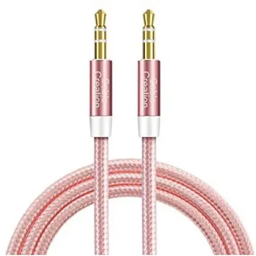 3.5mm Audio Cable, CableCreation 3.5mm Male to Male Auxiliary Stereo Cable Compatible with Car, Headphones, Tablets, iPhone, Microsoft Surface Dock, Priva III & More, [1.5 ft / 0.4M ] Rose Gold