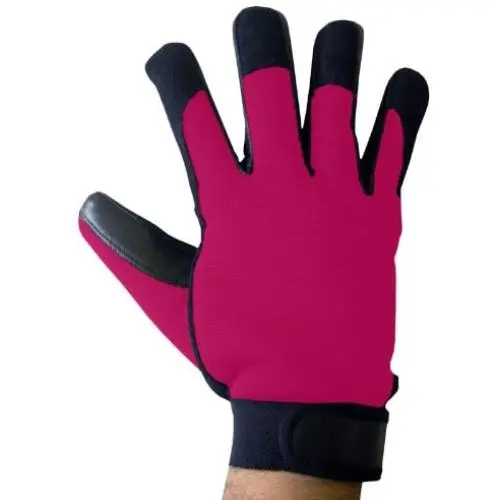 Boss Tech Products, Inc. BTP-GLV-MECPNK Mechanics Style Touch Screen Gloves for All Touch Screen Electronic Devices - Retail Packaging - Black/Pink