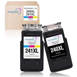 QUEENPRINT Remanufactured Ink Cartridge Replacement for Canon PG-240XL CL-241XL 240 XL 241 XL for Pixma MG3620 TS5120 MG2120 MG3520 MX452 MX512 MX532 MX472 High Capacity Ink (1 Black, 1 Tri-Color)