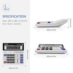 Calculator, ONXE Standard Function Scientific Electronics Desktop Calculators, Dual Power, Big Button 12 Digit Large LCD Display, Handheld for Daily and Basic Office (White)