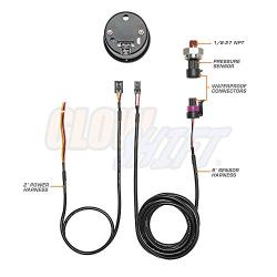 GlowShift 10 Color Digital 100 PSI Fuel Pressure Gauge Kit - Includes Electronic Sensor - Multi-Color LED Display - Tinted Lens - for Car & Truck - 2-1/16'' (52mm)