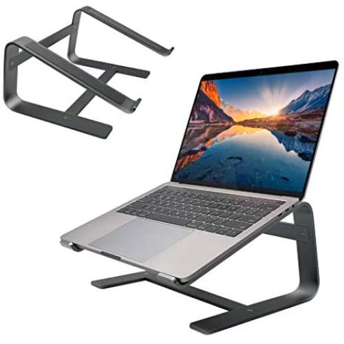 Macally Aluminum Laptop Stand for Desk - Works with all Macbook /Pro/Air & Laptops between 10” to 17.3” - Sleek and Sturdy Laptop Riser - (ASTANDSG), Space Gray