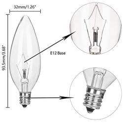 10 Pack 60W 120V E12 Base B10 CTC Incandescent Clear Light Bulbs,Transparent Candle Light Bulbs for Chandeliers, Ceiling Fan Lights, Pendants, Fireplace