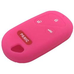 Ezzy Auto Hot Pink Silicone Rubber Key Fob Case Key Cover Key Jacket Skin Protector fit for Honda Accord CR-V Civic Acura TL RL CL