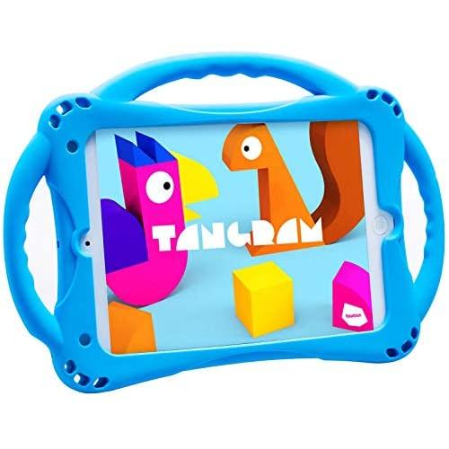 TopEsct Kids Case for iPad Mini 5 4 3 2 1,Silicone Childproof for All Kinds of iPad Mini, Built-in Handle Stand, Comes with a Strap. (Blue)
