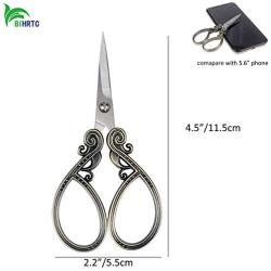 BIHRTC Embroidery Scissors Vintage 4.5 Inch Stainless Steel Sewing Scissors Small Sharp Shears Needlepoint Scissors for Sewing Office Thread Cross Stitch Tailor Craft Scissors