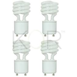 (4 Pack) 13 Watt Mini Spiral - GU24 Base - (60W Equivalent) - T2 Mini-Twist - CFL Light Bulb (Neutral White (3500K), CFL)