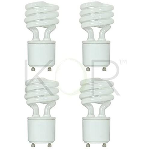 (4 Pack) 13 Watt Mini Spiral - GU24 Base - (60W Equivalent) - T2 Mini-Twist - CFL Light Bulb (Neutral White (3500K), CFL)
