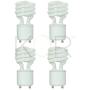 (4 Pack) 13 Watt Mini Spiral - GU24 Base - (60W Equivalent) - T2 Mini-Twist - CFL Light Bulb (Neutral White (3500K), CFL)