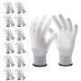 SiinvdaBZX 12 Pairs ESD Anti Static Gloves Polyurethane Coated Carbon Fiber Safe Work Gloves for Computers Electronics, Size Large