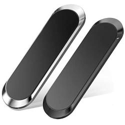 Magnetic Phone Car Mount - 2 Pack Universal Phone Holder for Dashboard Adjustable Strong Magnet Mini Strip, Compatible with iPhone Samsung LG Lenovo GPS Tablet and Most Smartphones