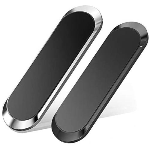 Magnetic Phone Car Mount - 2 Pack Universal Phone Holder for Dashboard Adjustable Strong Magnet Mini Strip, Compatible with iPhone Samsung LG Lenovo GPS Tablet and Most Smartphones