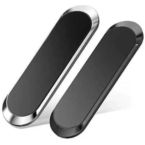 Magnetic Phone Car Mount - 2 Pack Universal Phone Holder for Dashboard Adjustable Strong Magnet Mini Strip, Compatible with iPhone Samsung LG Lenovo GPS Tablet and Most Smartphones