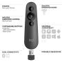 Logitech R500 Laser Presentation Remote Clicker with Dual Connectivity Bluetooth or USB for Powerpoint, Keynote, Google Slides, Wireless Presenter - Black
