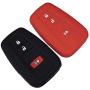 Lcyam Black Red Soft Material Silicone Key Fob Cover Case 3 Button Fits for Toyota Prius Avalon Corolla Camry RAV4 Smart Keyless Remote