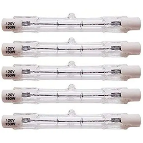 CTKcom 150-Watt 3.1-Inch T3 Halogen Light Bulbs(5 Pack) - J Type 78mm Double Ended 120 Volts 150Watt T3 Halogen Bulb R7S Double Ended Filament Flood Lights Quartz Tube Lamps,5 Pack