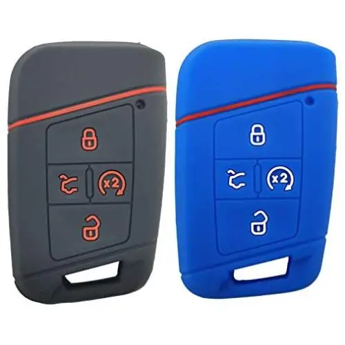 2x Coolbestda Rubber Push Start 4buttons Key Fob Glove Protector Case Holder for 2021 2020 2019 VW Volkswagen Tiguan Atlas Jetta Passat Golf Alltrack (Key in ignition OR Flip Key NOT FIT)