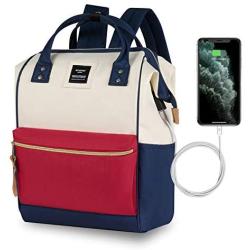 Hethrone Womens Laptop Backpack 15.6 Inch Stylish Anti Theft Casual Travel Computer Rucksack Water Repellent School Backpack with USB Beige Red