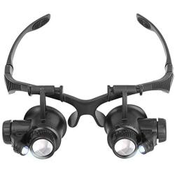 10X 15X 20X 25X LED Magnifier Illuminated Double Eye Glass Jeweler Loupe Repair Magnifying