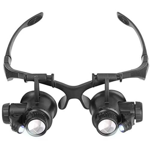 10X 15X 20X 25X LED Magnifier Illuminated Double Eye Glass Jeweler Loupe Repair Magnifying