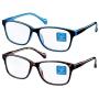 Blue Light Blocking Computer Glasses 2 Pack Decrease Eye Eyestrain Unisex(Women/Men) Glasses with Spring Hinges Nerd Reading Gaming Glasses