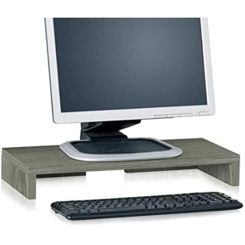 Way Basics TV PC Desktop Modern Computer Monitor Stand Screen Riser (Tool-Free Assembly and Uniquely Crafted from Sustainable Non Toxic zBoard Paperboard), Grey