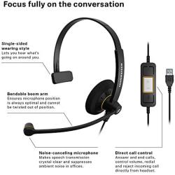 Sennheiser SC 30 USB ML (504546) - Single-Sided Business Headset | For Skype for Business | with HD Sound, Noise-Cancelling Microphone, & USB Connector (Black)