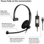 Sennheiser SC 30 USB ML (504546) - Single-Sided Business Headset | For Skype for Business | with HD Sound, Noise-Cancelling Microphone, & USB Connector (Black)