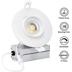 4 Pack 4 Inch LED Recessed Downlight with Junction Box 12W (100W Equivalent) Dimmable Eyeball Trim, IC-Rated & Air Tight Damp Location 2700K Soft White ETL-Listed 5 Years Warranty