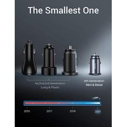 [2-Packs] Cigarette Lighter USB Charger, All Metal Mini Car Charger Adapter 4.8A Fast USB Car Charger 2 Port Flush Fit Compatible with iPhone 12/11pro/x/7/6s, iPad Air 2/Mini 3, Galaxy S10/S9/S8-Black