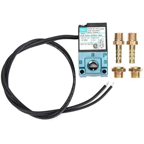 Akozon 3 Port Mac Electronic Boost Control Solenoid Valve 35A-AAA-DDBA-1BA DC12V 5.4W Aluminum Alloy Valve