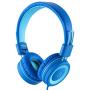 Kids Headphones-Noot Products K11 Foldable Stereo Tangle-Free 5ft Long cord 3.5mm Jack Plug in Wired On-Ear Headset for iPad/Amazon Kindle,Fire/Boy/Girl/School/Laptop/Travel/Plane/Tablet(Skyline blue)