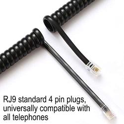 Telephone Cord, Phone Cord, Handset Cord, Black, 2 Pack, Universally Compatible