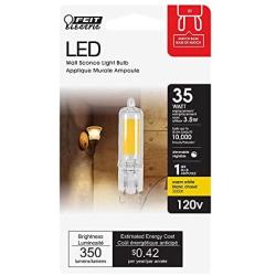 Feit Electric BP35G9/830/LED/6 3.5W 35W Equivalent Dimmable 350 Lumen Bi-Pin LED T4 G9 Base Specialty Light Bulb, 2.4''H x 0.6''D, 3000K (Warm White) ( Pack Of 6 )