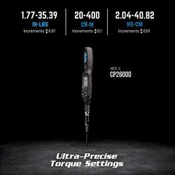 Capri Tools Digital Torque Screwdriver, Dual Direction, 1.77-35.39 in. lbs./20-400 cNm/2.04-40.82 kg-cm, 26000
