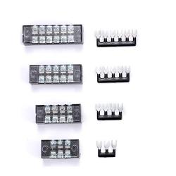 8 Pack (4 Sets) 15A, 3 4 5 6 Positions Dual Row 600V 15A Screw Terminal Strip Blocks with Cover + 400V 15A 3 4 5 6 Positions Pre-Insulated Terminals Barrier Strips