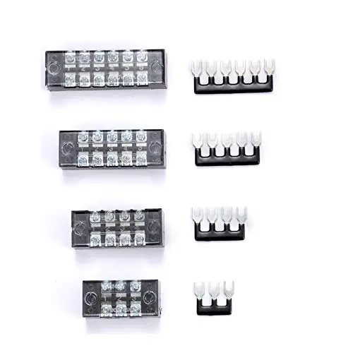 8 Pack (4 Sets) 15A, 3 4 5 6 Positions Dual Row 600V 15A Screw Terminal Strip Blocks with Cover + 400V 15A 3 4 5 6 Positions Pre-Insulated Terminals Barrier Strips