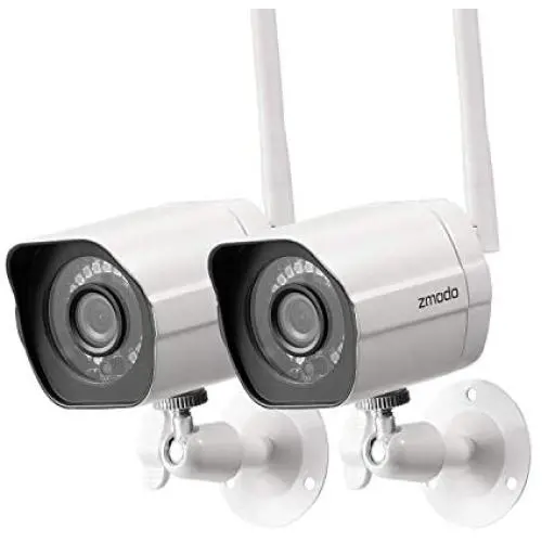 Zmodo 1080p Full HD Outdoor Wireless Security Camera System, 2 Pack Smart Home Indoor Outdoor WiFi IP Cameras with Night Vision, Compatible with Alexa