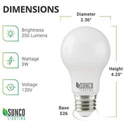 Sunco Lighting 10 Pack A19 LED Bulb, 3W=25W, 2700K Soft White, 250 LM, Dimmable, E26 Base, Indoor Light - UL
