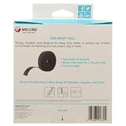 VELCRO Brand ONE-WRAP Roll Black | 30 Ft x 1-1/2 In | Reusable Self-Gripping Hook and Loop Tape | Cut Straps to Bundle Tie Materials and Tools in Garage Shed or Worksite
