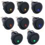 Twidec/8Pcs Round Dot Lighted Rocker Switch Toggle 20A 12V DC On/Off SPST Switch Control For Car Or Boat With Red Blue Green Yellow（4 color） LED Light KCD2-102N-4C
