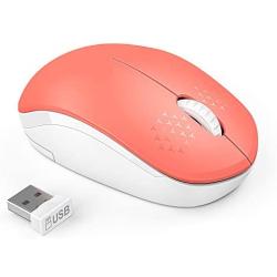 seenda Wireless Mouse, 2.4G Noiseless Mouse with USB Receiver Portable Computer Mice for PC, Laptop and Other Windows Devices - Orange & White