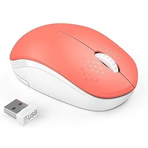 seenda Wireless Mouse, 2.4G Noiseless Mouse with USB Receiver Portable Computer Mice for PC, Laptop and Other Windows Devices - Orange & White