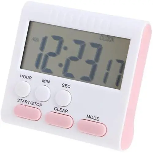 ACHICOO Magnetic Large LCD Digital Kitchen Timer with Loud Alarm Count Up& Down Clock to 24 Hours White + Rose red Electronic Phone Computer Products for Travel/Work
