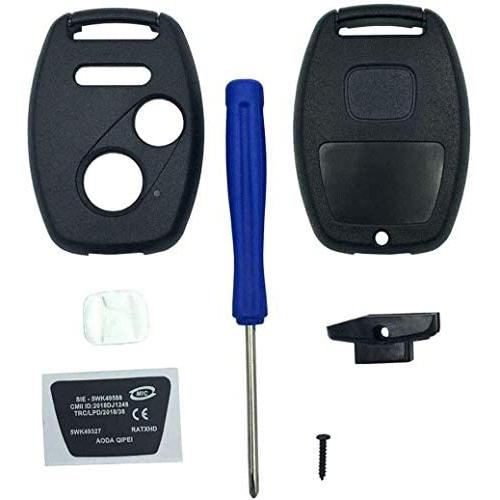 Key Fob Shell Case Fit for 3 Buttons Honda Accord Crosstour Civic Odyssey CR-V CR-Z Keyless Entry Remote Car Key Housing Replacement with Free Screwdriver (Casing Only Without Blade) (1pcs)