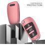 ELOHEI for Audi Key Fob Cover Case,Premium Soft TPU Stripes 360 Degree Full Protection Key Shell Key Case Cover Compatible with Audi A1 A3 Q3 Q7 R8 A6L TT (Pink)
